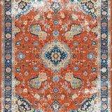 Ultra Soft Area Rug, Non Slip, Stain Resistant, Washable Area Rugs for Living Room, Bedroom, Antique Floral Distressed Elegance(Orange)