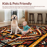 Ultra Soft Area Rug, Non Slip, Stain Resistant, Washable Area Rugs for Living Room, Bedroom, Rustic Southwestern Accent with Depth(Red)
