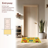 Ultra Soft Area Rug, Non Slip, Stain Resistant, Washable Area Rugs for Living Room, Bedroom, Counting Animals Educational Carpet for Children Room(Yellow)