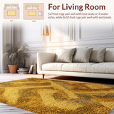 Ultra Soft Area Rug, Non Slip, Stain Resistant, Washable Area Rugs for Living Room, Bedroom, Retro Greek Key Living Room Gold Accent Rug(Gold)