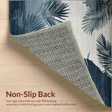 Ultra Soft Area Rug, Non Slip, Stain Resistant, Washable Area Rugs for Living Room, Bedroom, Rustic Neutral Palm Motif(Blue)