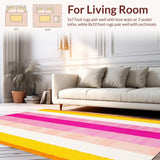 Ultra Soft Area Rug, Non Slip, Stain Resistant, Washable Area Rugs for Living Room, Bedroom, Whimsical Colorful Rainbow Motif(Yellow)
