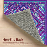 Ultra Soft Area Rug, Non Slip, Stain Resistant, Washable Area Rugs for Living Room, Bedroom, Lively Round Ethnic Weave(Purple)