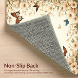 Beige Butterfly Floral Non Slip Area(Beige)