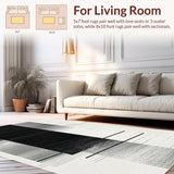 Ultra Soft Area Rug, Non Slip, Stain Resistant, Washable Area Rugs for Living Room, Bedroom, Artful Round Modern Aesthetic(Black)