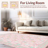 Ultra Soft Area Rug, Non Slip, Stain Resistant, Washable Area Rugs for Living Room, Bedroom, Modern Playful Geometric Theme(Pink)