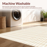 Ultra Soft Area Rug, Non Slip, Stain Resistant, Washable Area Rugs for Living Room, Bedroom, Retro Checkerboard Area with Beige Geometric Grid and Eclectic Accents(Beige)