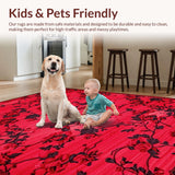 Ultra Soft Area Rug, Non Slip, Stain Resistant, Washable Area Rugs for Living Room, Bedroom, Sleek Minimalist Petal Design(Red)