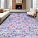Ultra Soft Area Rug, Non Slip, Stain Resistant, Washable Area Rugs for Living Room, Bedroom, Elegant Antique Geometric Fusion(Purple)