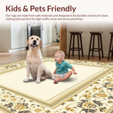Geometric Borders and Subtle Floral Insets(Beige)
