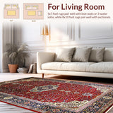 Ultra Soft Area Rug, Non Slip, Stain Resistant, Washable Area Rugs for Living Room, Bedroom, Chic Geometric Red and Cream Fusion(Red)