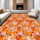 Ultra Soft Area Rug, Non Slip, Stain Resistant, Washable Area Rugs for Living Room, Bedroom, Dynamic Multicolor Geometric Style(Orange)