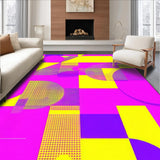 Ultra Soft Area Rug, Non Slip, Stain Resistant, Washable Area Rugs for Living Room, Bedroom, Funky Eighties Inspired Abstract Design(Yellow)