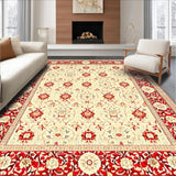 Ultra Soft Area Rug, Non Slip, Stain Resistant, Washable Area Rugs for Living Room, Bedroom, Vintage Style Area Beige & Red Runner Printed Design(Red)
