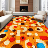Ultra Soft Area Rug, Non Slip, Stain Resistant, Washable Area Rugs for Living Room, Bedroom, Fun Round Visual Learning Adventure(Orange)