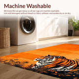 Ultra Soft Area Rug, Non Slip, Stain Resistant, Washable Area Rugs for Living Room, Bedroom, Sophisticated Natural Patterned Décor(Orange)