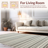 Ultra Soft Area Rug, Non Slip, Stain Resistant, Washable Area Rugs for Living Room, Bedroom, Striped Cotton Braided Area Rug Black White Reversible Kitchen Mat(Black)