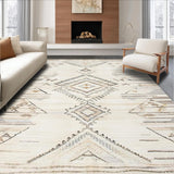 Ultra Soft Area Rug, Non Slip, Stain Resistant, Washable Area Rugs for Living Room, Bedroom, Elegant Earthy Tiled Aesthetic(Beige)