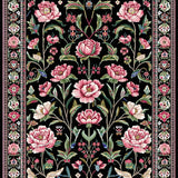 Ultra Soft Area Rug, Non Slip, Stain Resistant, Washable Area Rugs for Living Room, Bedroom, Enchanting Floral Insect Motif(Black)