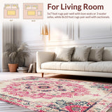 Ultra Soft Area Rug, Non Slip, Stain Resistant, Washable Area Rugs for Living Room, Bedroom, Elegant Soft Pastel Blossoms(Beige)