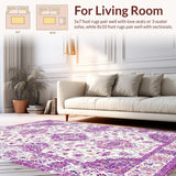 Ultra Soft Area Rug, Non Slip, Stain Resistant, Washable Area Rugs for Living Room, Bedroom, Sophisticated Floral Lattice Texture(White)