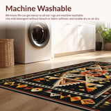 Ultra Soft Area Rug, Non Slip, Stain Resistant, Washable Area Rugs for Living Room, Bedroom, Boho Luxe Aztec Geometry(Black)