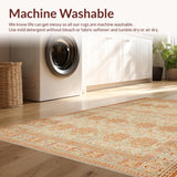 Ultra Soft Area Rug, Non Slip, Stain Resistant, Washable Area Rugs for Living Room, Bedroom, Rustic Vintage Floral Motif(Beige)