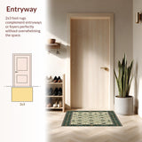 Ultra Soft Area Rug, Non Slip, Stain Resistant, Washable Area Rugs for Living Room, Bedroom, Geometric Botanical Plaid Boho Area(Beige)