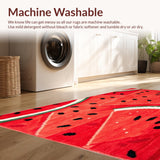 Ultra Soft Area Rug, Non Slip, Stain Resistant, Washable Area Rugs for Living Room, Bedroom, Juicy Watermelon Summer Area Rug Vibrant Red & Green Fruit Print Carpet(Red)