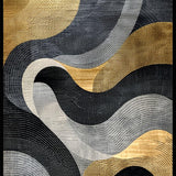 Ultra Soft Area Rug, Non Slip, Stain Resistant, Washable Area Rugs for Living Room, Bedroom, Dynamic Bold Abstract Composition(Gold)