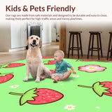 Ultra Soft Area Rug, Non Slip, Stain Resistant, Washable Area Rugs for Living Room, Bedroom, Stylish Modern Sweet Fruit Concept(Green)