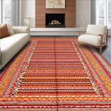 Ultra Soft Area Rug, Non Slip, Stain Resistant, Washable Area Rugs for Living Room, Bedroom, Chic Earthy Tones Striped Design(Orange)