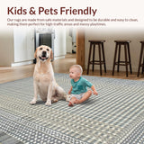 Ultra Soft Area Rug, Non Slip, Stain Resistant, Washable Area Rugs for Living Room, Bedroom, Rustic Abstract Organic Patterns(Gray)