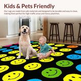 Ultra Soft Area Rug, Non Slip, Stain Resistant, Washable Area Rugs for Living Room, Bedroom, Joyful Contemporary Smiley Art(Yellow)