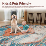 Ultra Soft Area Rug, Non Slip, Stain Resistant, Washable Area Rugs for Living Room, Bedroom, Vibrant Rustic Trellis Arrangement(Blue)