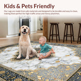 Ultra Soft Area Rug, Non Slip, Stain Resistant, Washable Area Rugs for Living Room, Bedroom, Luxurious Tiled Grey and Ivory Aesthetic(White)