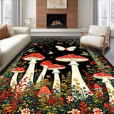 Ultra Soft Area Rug, Non Slip, Stain Resistant, Washable Area Rugs for Living Room, Bedroom, Autumn-Inspired Mushroom Motif(Red)