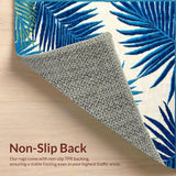 Ultra Soft Area Rug, Non Slip, Stain Resistant, Washable Area Rugs for Living Room, Bedroom, Tropical Oasis Area Rug Vibrant Blue & Ecru Fern Frond Mat(Blue)