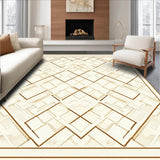 Ivory Beige Diamond Trellis Area with Geometric Weave(Beige)