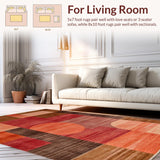 Ultra Soft Area Rug, Non Slip, Stain Resistant, Washable Area Rugs for Living Room, Bedroom, Vibrant Modern Artistic Expression(Red)
