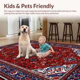 Ultra Soft Area Rug, Non Slip, Stain Resistant, Washable Area Rugs for Living Room, Bedroom, Traditional Non-Slip Bedroom Rug for Pets(Red)