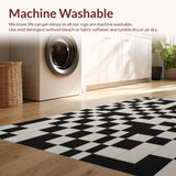 Ultra Soft Area Rug, Non Slip, Stain Resistant, Washable Area Rugs for Living Room, Bedroom, Washable Checkered Bedroom Carpet for Minimalist Decor(Gray)
