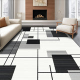 Ultra Soft Area Rug, Non Slip, Stain Resistant, Washable Area Rugs for Living Room, Bedroom, Artistic Silver and Black Fusion(Black)