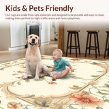 Beige Muslim Prayer Mat with Ornamental Floral Medallion and Classic Symmetry(Beige)