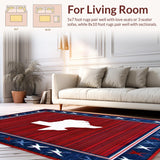 Ultra Soft Area Rug, Non Slip, Stain Resistant, Washable Area Rugs for Living Room, Bedroom, Cozy Textured Texas Home Emblem(Red)