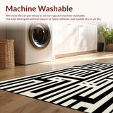 Modern Black and White Striped Area Unique Woven Design for Stylish Homes(Beige)