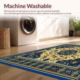 Ultra Soft Area Rug, Non Slip, Stain Resistant, Washable Area Rugs for Living Room, Bedroom, Abstract Animal Inspired Deep Blue and Gold(Blue)