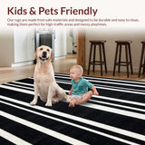 Ultra Soft Area Rug, Non Slip, Stain Resistant, Washable Area Rugs for Living Room, Bedroom, Bold Striped Accent Carpet with Modern Flair(Black)