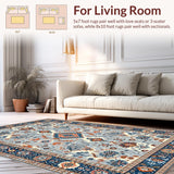 Ultra Soft Area Rug, Non Slip, Stain Resistant, Washable Area Rugs for Living Room, Bedroom, Vibrant Floral Medallion Artwork(Gray)