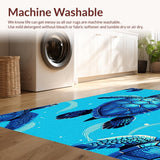 Ultra Soft Area Rug, Non Slip, Stain Resistant, Washable Area Rugs for Living Room, Bedroom, Modern Sea Turtle Coastal Bedroom Low Pile Rug(Blue)